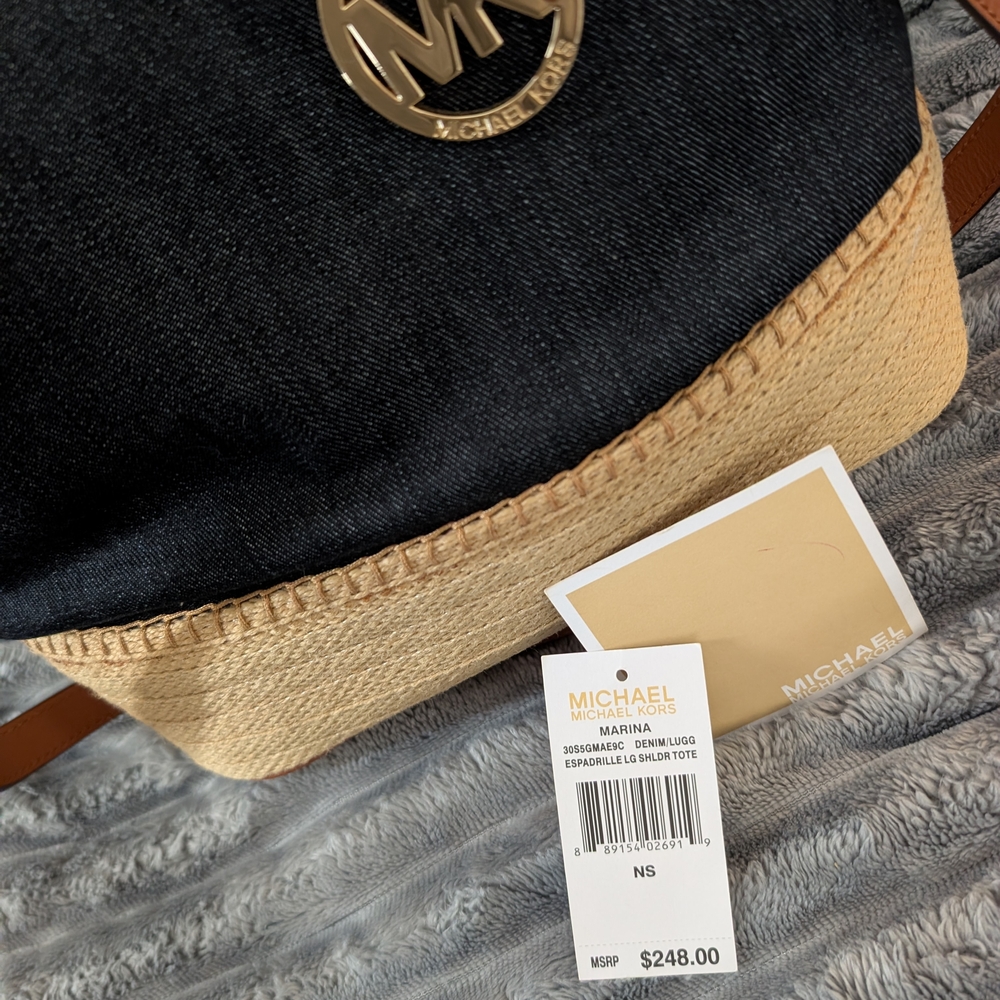 Michael Kors 'Marina' Denim Espadrille LG Shoulder Tote - Picture 8 of 8